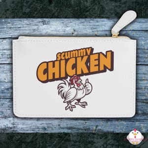 Borsa a tracolla da donna Scummy Chicken / Elegante finta pelle vegana / Portafoglio compatto per carte e contanti / Stampa fronte-retro / Tasca interna
