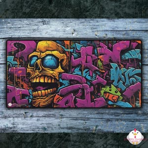 Graffiti Skull Desk Mat | Large Gaming Mouse Mat | Non-Slip Rubber Backing | Supports Optical & Laser Mice | 2 Sizes Available