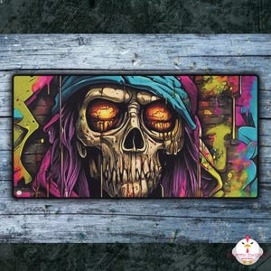 Graffiti Pirate Skull Desk Mat | Large Gaming Mouse Mat | Non-Slip Rubber Backing | Supports Optical & Laser Mice | 2 Sizes Available