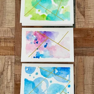 Original hand-painted watercolor blank occasion cards/abstract, sympathy notes, gift notes, 6”x4” with envelopes. Set of 5.
