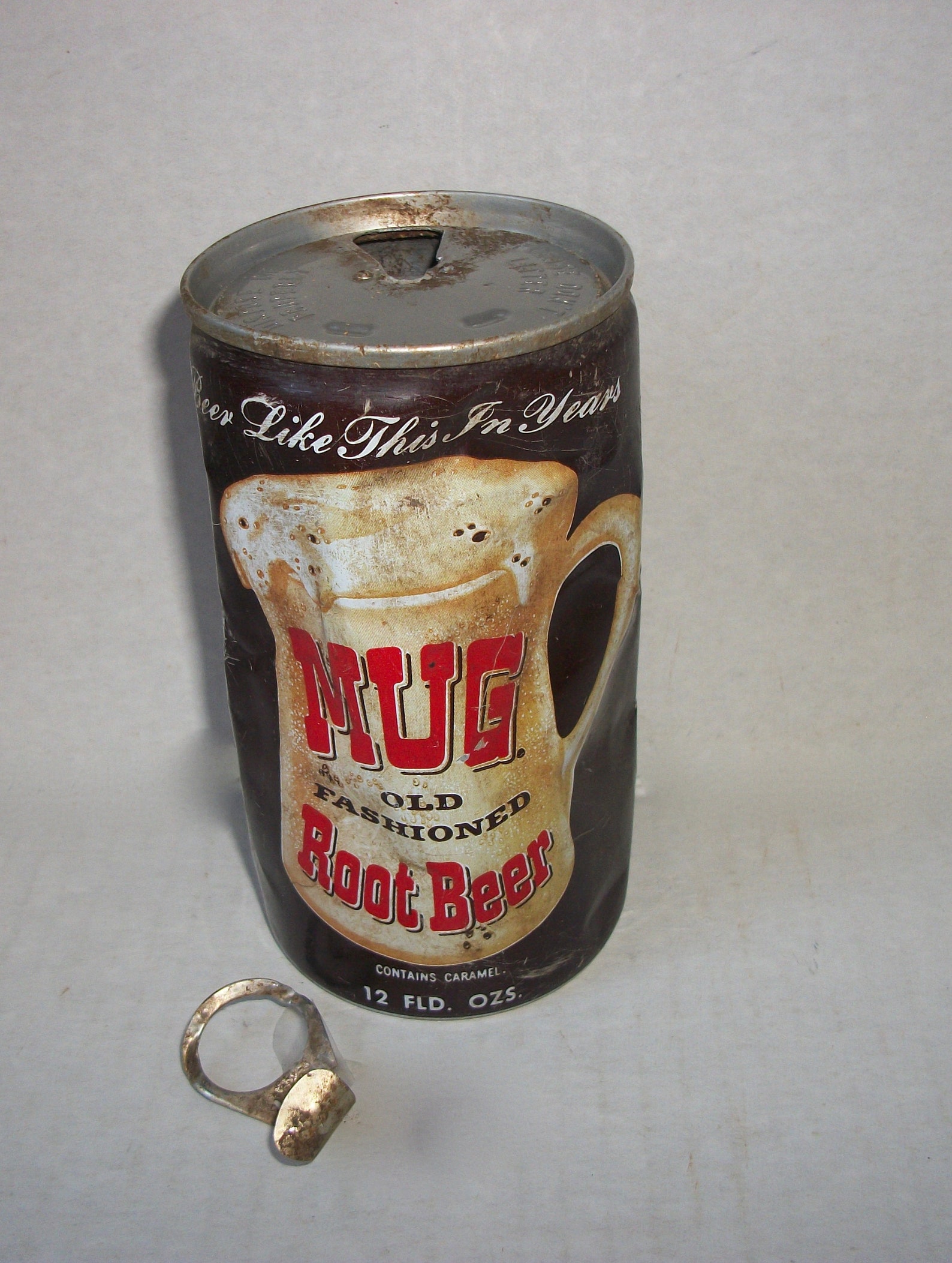 1974 Vintage Mug Root Beer Can With Pull Tab Empty Dented Etsy