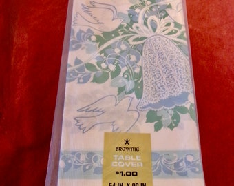 Paper Tablecloth Vintage Wedding New Old Stock From Rust Crafts 54 In X 90 Inches 1970s