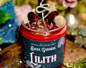 Lilith Dark Goddess Devotional Candle | Anita Apothecary, Goddess Lilith, Lilith Devotee, Witches Candle, Lilith, Lilith Pagan Candle