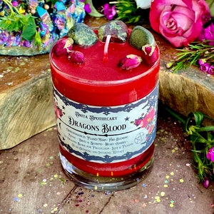 Dragons Blood Protection Candle Anita Apothecary, Witches Black salt, Dragons Blood Jasper, witches protection, Spell Candle, Witch Candle image 5