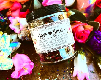 Love Spell Loose Leaf Tea ~ Anita Apothecary, Witches tea, witches tea brew, goddess Apothecary, herbal tea, rose tea, tea party