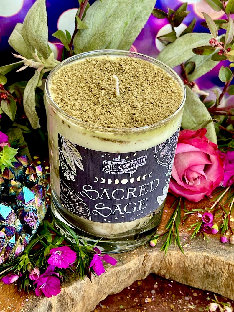 Sacred Sage Witches Smudge Candle, Sacred Sage Smudge, Sage Candle, Anita Apothecary, Floral Smudge, Empath Oil, Moonstone Oil image 2