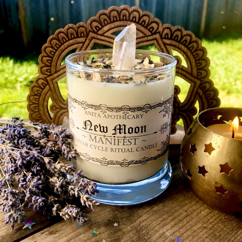 New Moon Spell Candle Manifesting Lunar Ritual CandleDark Etsy