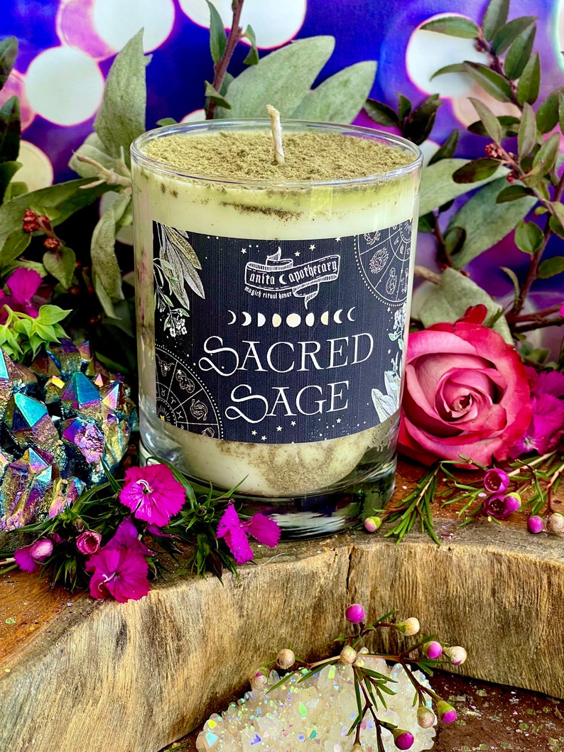 Sacred Sage Witches Smudge Candle, Sacred Sage Smudge, Sage Candle, Anita Apothecary, Floral Smudge, Empath Oil, Moonstone Oil image 7