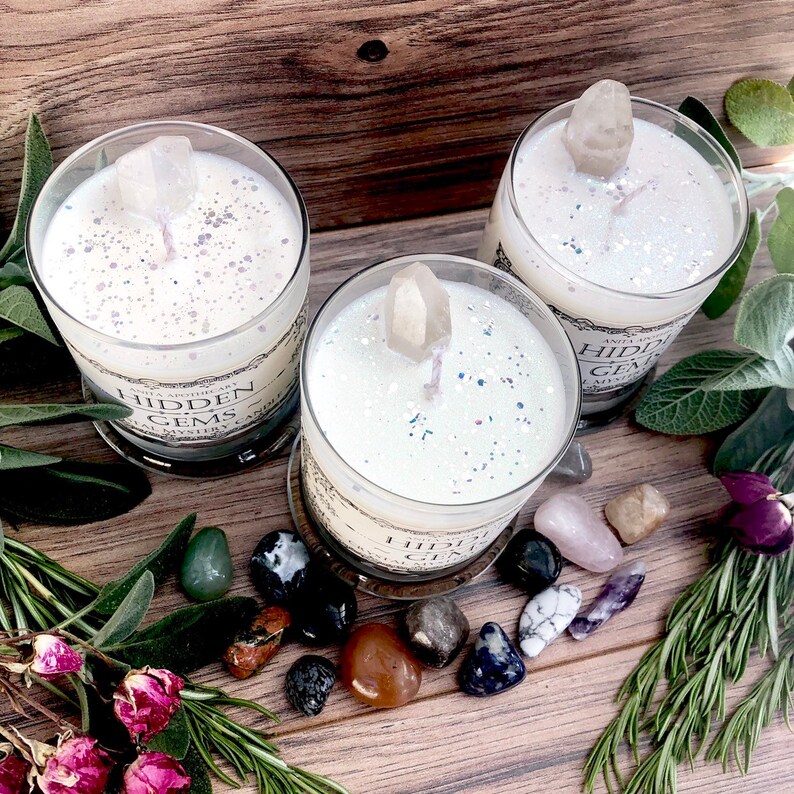 ORIGINAL Hidden Gems Crystal Mystery Candle Spell Candle Etsy