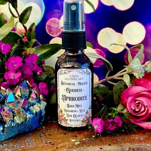 Aphrodite Crystal Mist~Sacred Goddess Ritual Oil~Rose Absolute, Ylang Ylang, witchcraft, greek goddess, Pagan goddess, greek mythology, witc