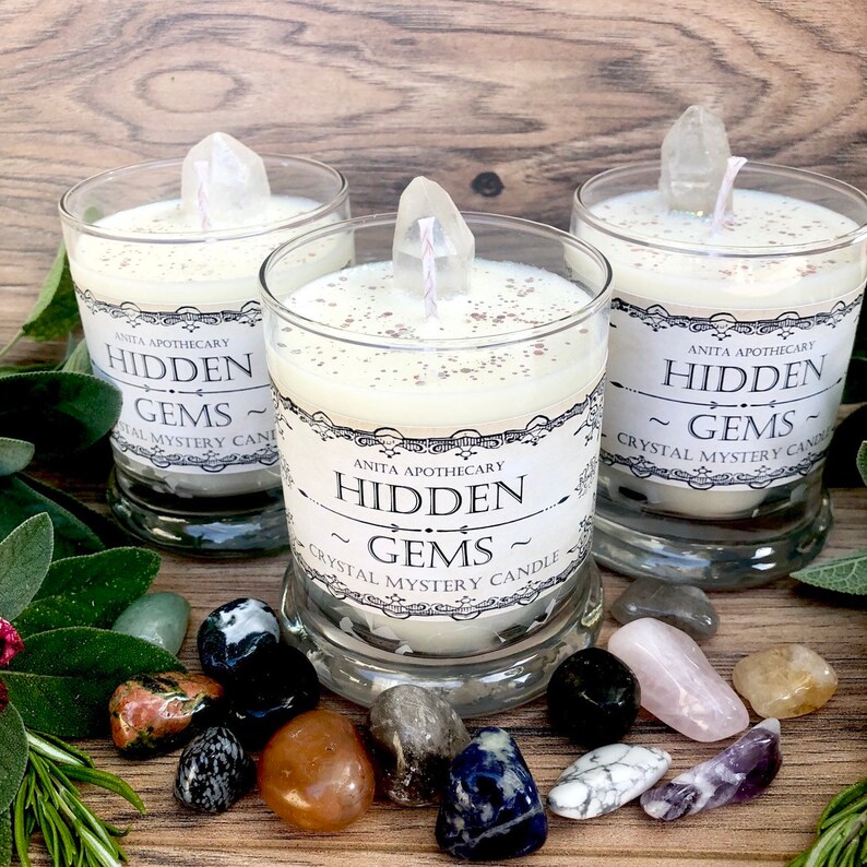 ORIGINAL Hidden Gems Crystal Mystery Candle Spell Candle Etsy