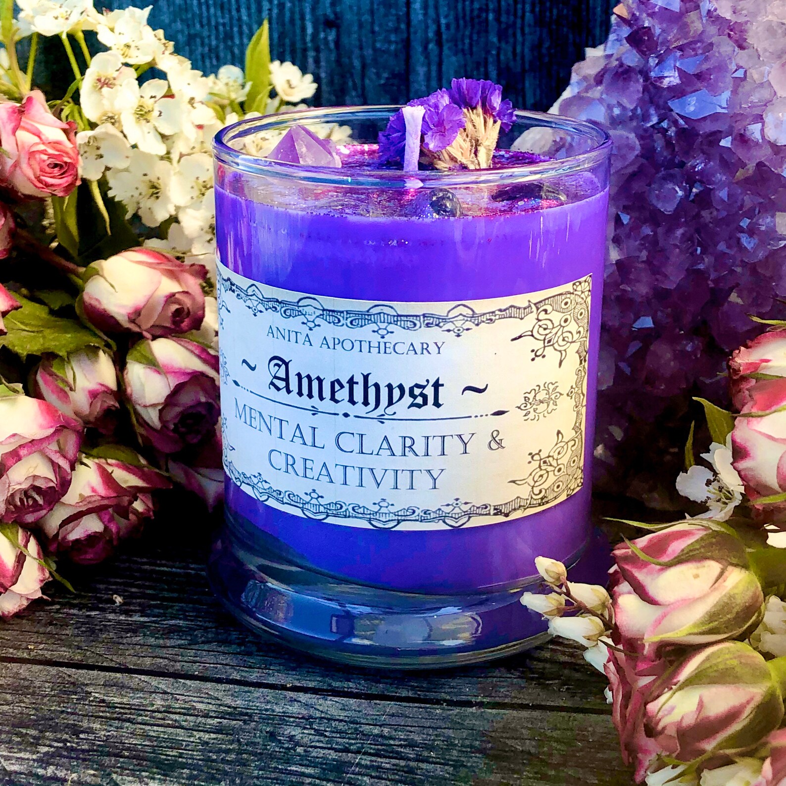 Amethyst Candle Mental Clarity and Creativeness Witches Etsy