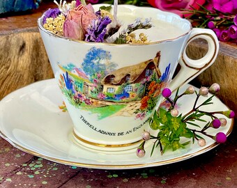 ONLY 1! Vintage England Teacup and Saucer Candle Set | Anita Apothecary, England Gifts, English Countryside, England Forever, English Garden