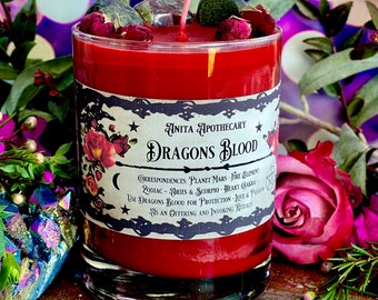 Dragons Blood Protection Candle | Anita Apothecary, Witches Black salt, Dragons Blood Jasper, witches protection, Spell Candle, Witch Candle