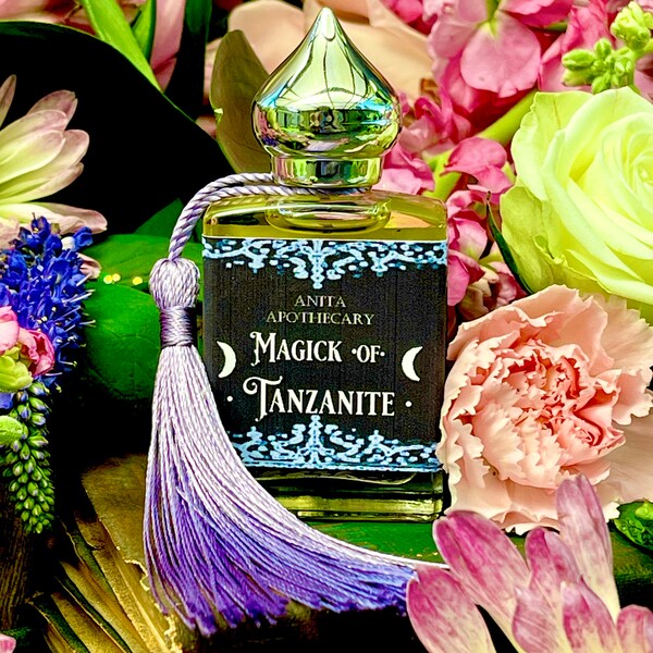 Magia de la Tanzanita / Anita Apothecary, Aceite de Cristal de Tanzanita, Aceite de Tanzanita, Tanzanita Genuina, Aceite para Rituales de Brujas