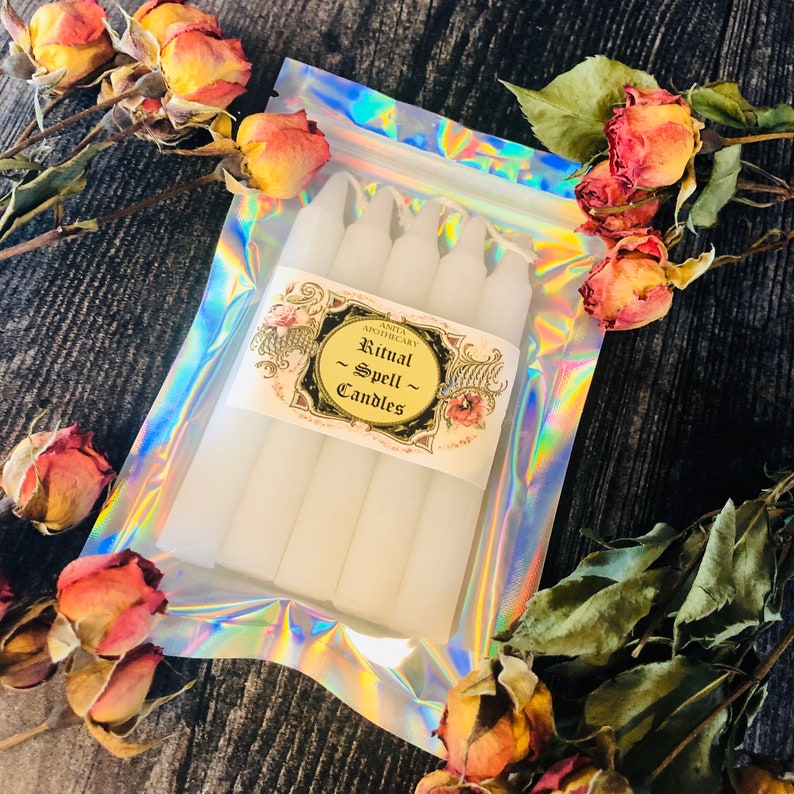 White Spell Candles Chime Ritual candles Candle magick Etsy