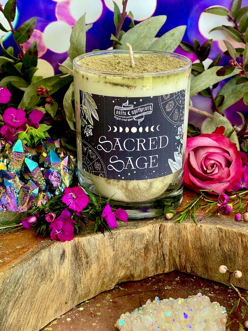 Sacred Sage Witches Smudge Candle, Sacred Sage Smudge, Sage Candle, Anita Apothecary, Floral Smudge, Empath Oil, Moonstone Oil image 9
