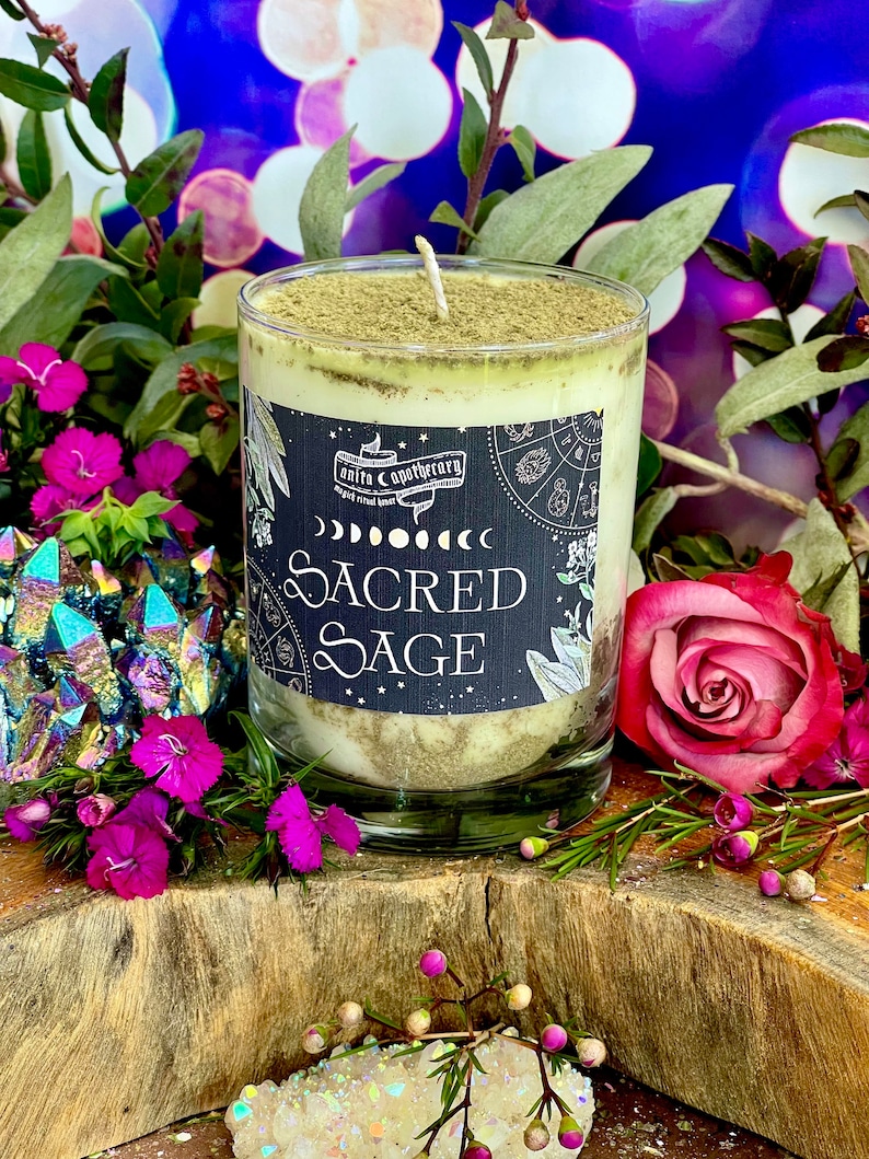 Sacred Sage Witches Smudge Candle, Sacred Sage Smudge, Sage Candle, Anita Apothecary, Floral Smudge, Empath Oil, Moonstone Oil image 6