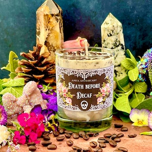 Death before Decaf Coffee Candle ~ Anita Apothecary, Coffee candle, Espresso candle, Barista gift, coffee lover gifts, Coffee Addict, Coffee