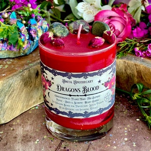 Dragons Blood Protection Candle Anita Apothecary, Witches Black salt, Dragons Blood Jasper, witches protection, Spell Candle, Witch Candle image 8