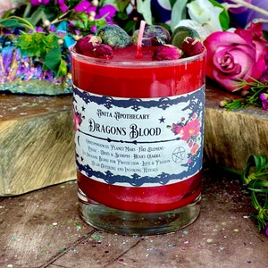 Dragons Blood Protection Candle Anita Apothecary, Witches Black salt, Dragons Blood Jasper, witches protection, Spell Candle, Witch Candle image 6