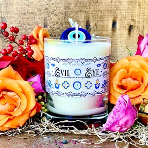 Evil Eye Protection Candle ~ Anita Apothecary, Nazar Eye, Evil Eye Protection, Evil Eye Candle, Evil Eye Decor, Witches Protection Candle