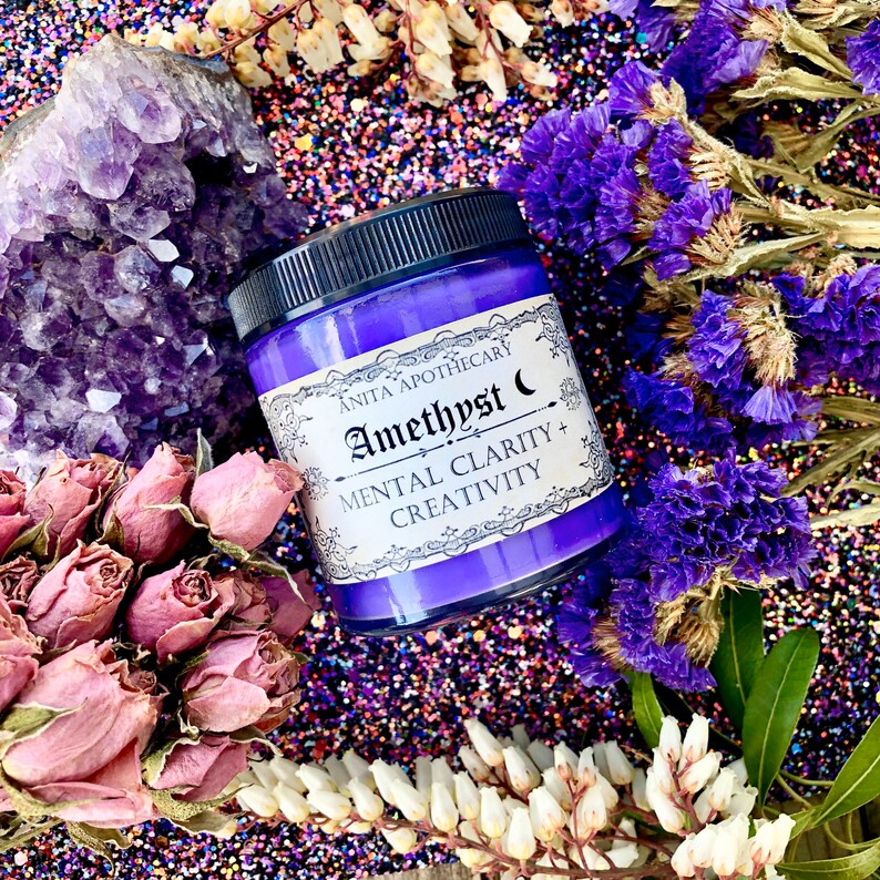 Amethyst Candle Mental Clarity and Creativeness Witches Etsy