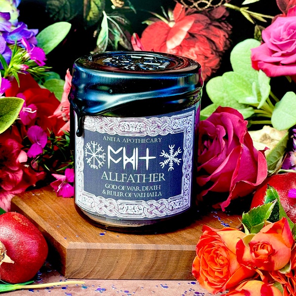 Odin All-Father Norse God Candle | Anita Apothecary, Norse Paganism, Odin Norse Candle, Viking Candle, Odin Norse Viking Pagan Witchcraft