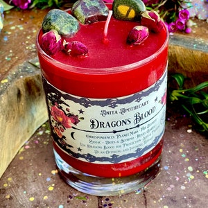 Dragons Blood Protection Candle Anita Apothecary, Witches Black salt, Dragons Blood Jasper, witches protection, Spell Candle, Witch Candle image 10