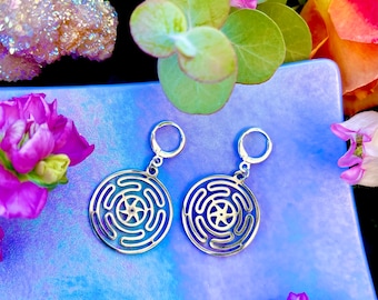 Hecate Wheel Earrings ~ Anita Apothecary, Hekate jewelry, Hecate sigil, Hecate symbols, Pagan jewelry, Witch Earrings, Hecates Wheel