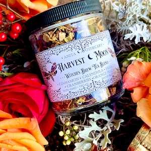 Harvest Moon Witches Tea- Anita Apothecary, Witches Tea brew, Herbal tea, loose leaf tea, witchy tea, cottagecore aesthetic, cottagecore tea
