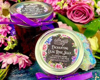 Enchanting Lilac & Rose Jelly | Anita Apothecary, Lilac Jelly, Rose Jelly Jam Preserves, Cottagecore Decor, Lilac Sugar, Lilac Art, Lilacs
