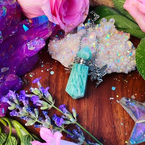 Little Amazonite Magick Potion Oil Necklace ~ Anita Apothecary, Crystal Oil Necklace, Oil Diffuser Necklace, vial necklace, Potion Bottle