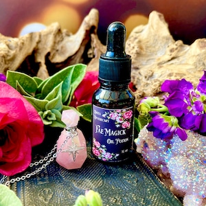 Aura Faerie Magick Potion Oil Necklace ~ Anita Apothecary, Crystal Oil Necklace, Oil Diffuser, Faerie Necklace, vial necklace, Potion Bottle