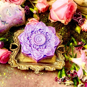 Lilac Mandala Soap | Anita Apothecary, Shea Butter Soap, Fancy Soap, Guest Soaps, Witch Soap, Witches Crystal Soaps,Mandala Gifts