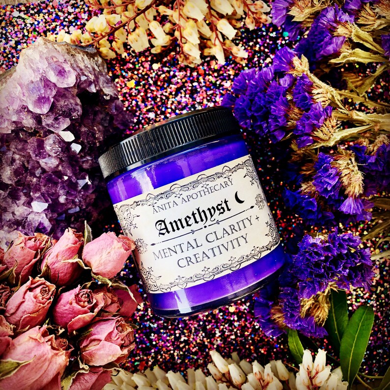 Amethyst Candle Mental Clarity and Creativeness Witches Etsy