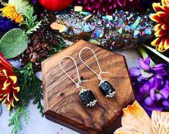 Black Tourmaline Earrings ~ Black Tourmaline pendant, grounding stone, Empath Oil, Empath , witchcraft, Anita Apothecary, Spell candle