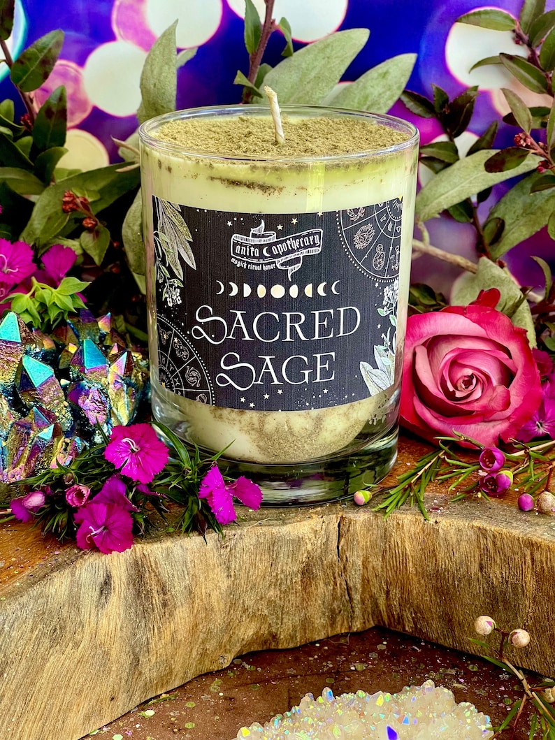 Sacred Sage Witches Smudge Candle, Sacred Sage Smudge, Sage Candle, Anita Apothecary, Floral Smudge, Empath Oil, Moonstone Oil image 8
