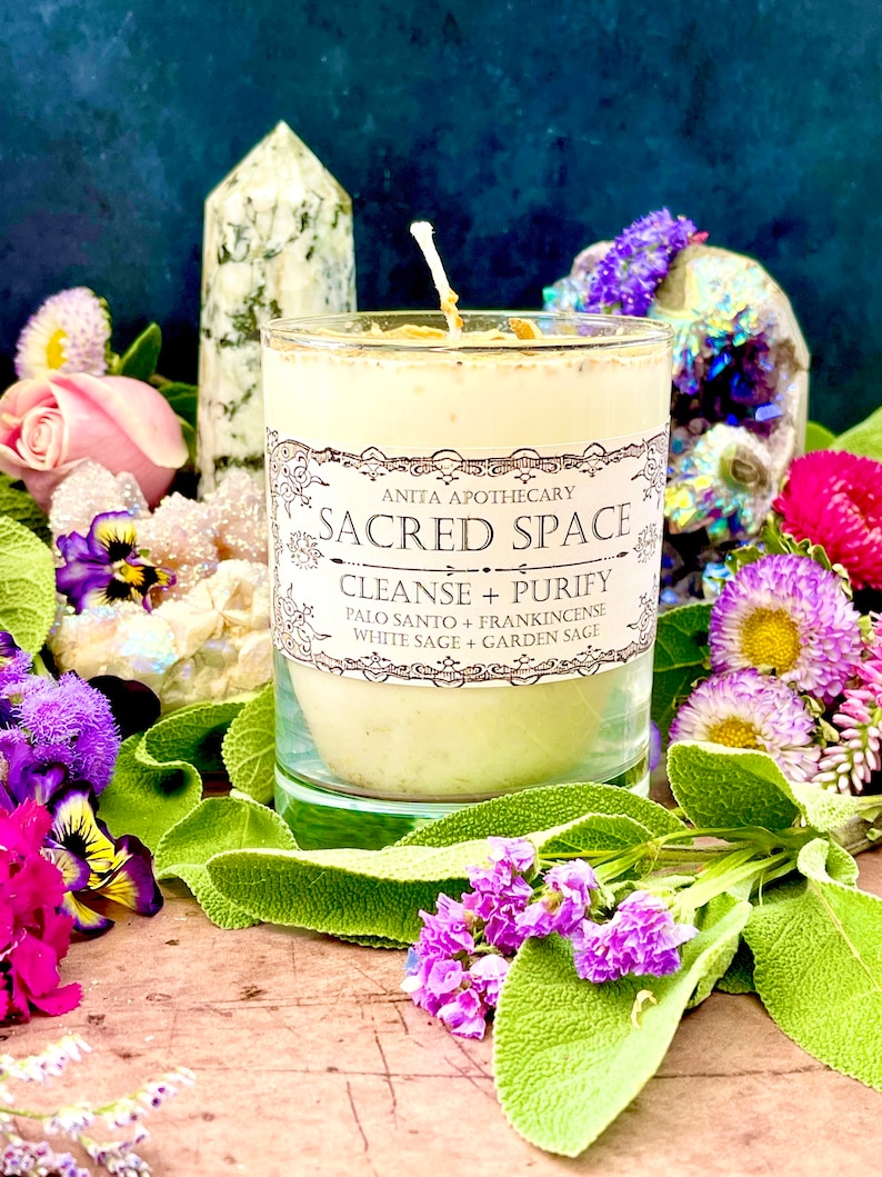 Sacred Space Cleansing Candle ~ Sacred Sage, White Sage, Smudge, Palo Santo Incense, Witchcraft imcemse, Wicca tools, Witchcraft tools 