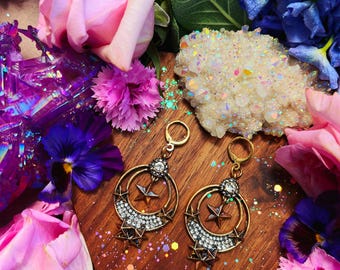 Pendientes vintage de la Diosa Luna / Anita Apothecary, Pendientes de la Diosa Luna, Diosa Luna Selene, Magia Lunar, Joyería de Bruja Lunar, Luna