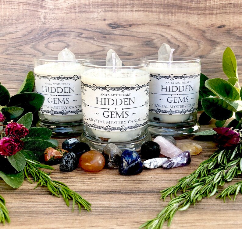 ORIGINAL Hidden Gems Crystal Mystery Candle Spell Candle Etsy