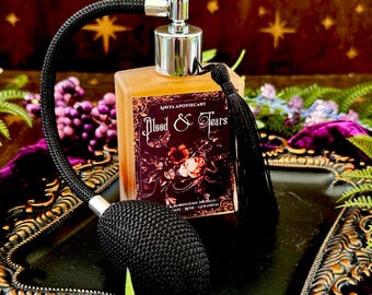 Blood & Tears Perfume Mist | Anita Apothecary Vintage Atomizer Bottle, Gothic Floral Perfume, Frosted Glass Apothecary Spray Dark Cottagecor