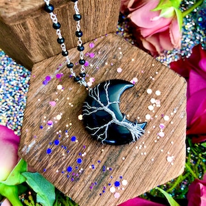Onyx Moon Necklace~ Black Onyx pendant, grounding stone, Empath Oil, Empath , witchcraft, Anita Apothecary, Spell candle