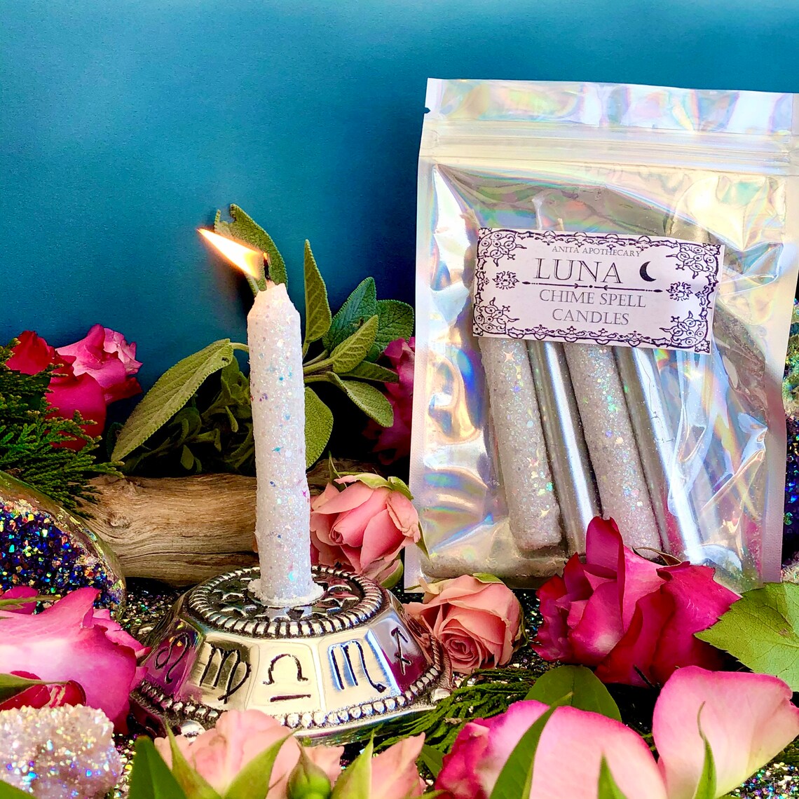 Luna Chime Candles Ritual Candle Wiches Candle Moon Etsy