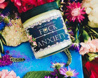 F*CK ANXIETY Candle ~ Anita Apothecary, anxiety candle, anxiety sucks, mental health gift, mental health candle, witch candle, spell candles