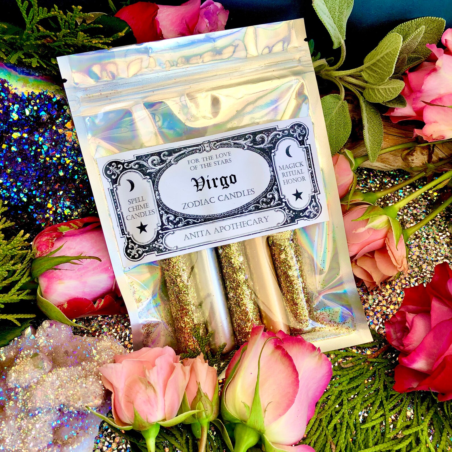 Virgo Zodiac Chime Candles Anita Apothecary Aura Crystals Etsy