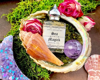 Sea Magick Ritual Oil~ Anita Apothecary, Sea Witch, Ritual Oil, Witchcraft oil, witch oil, Goddess Magick Oil, witch candle, Moon, cauldron