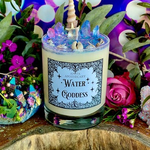 The ORIGINAL Water Goddess Candle ~ Anita Apothecary, Water Magick, Sea Shell, Moonstone, Sea Witch, Water witch, Yemeya Candle Ocean candle