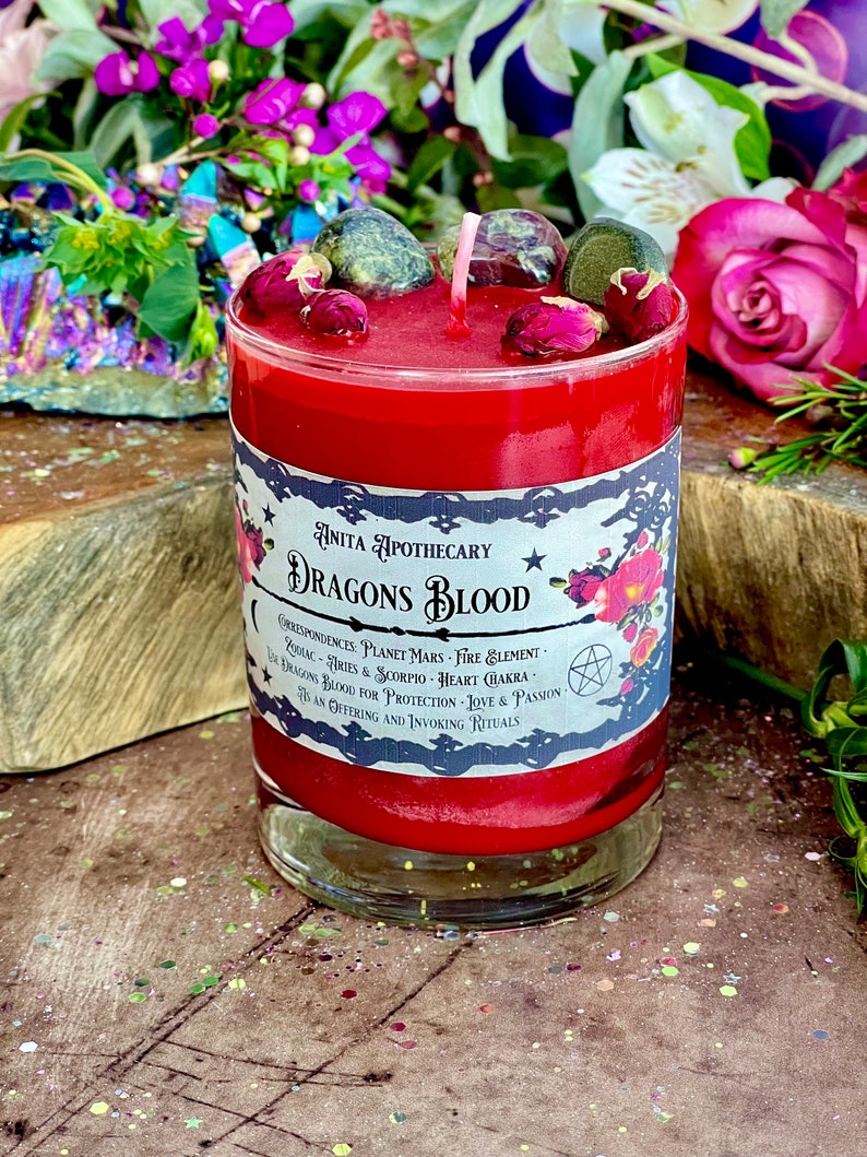 Dragons Blood Protection Candle Anita Apothecary, Witches Black salt, Dragons Blood Jasper, witches protection, Spell Candle, Witch Candle image 9