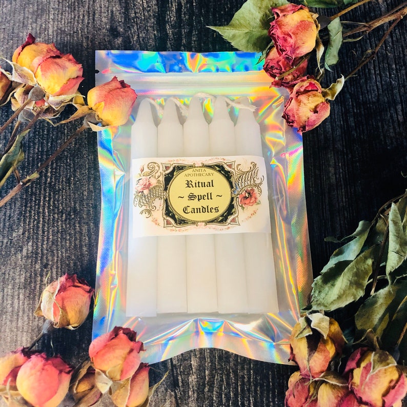 White Spell Candles Chime Ritual Candles Candle Magick Etsy